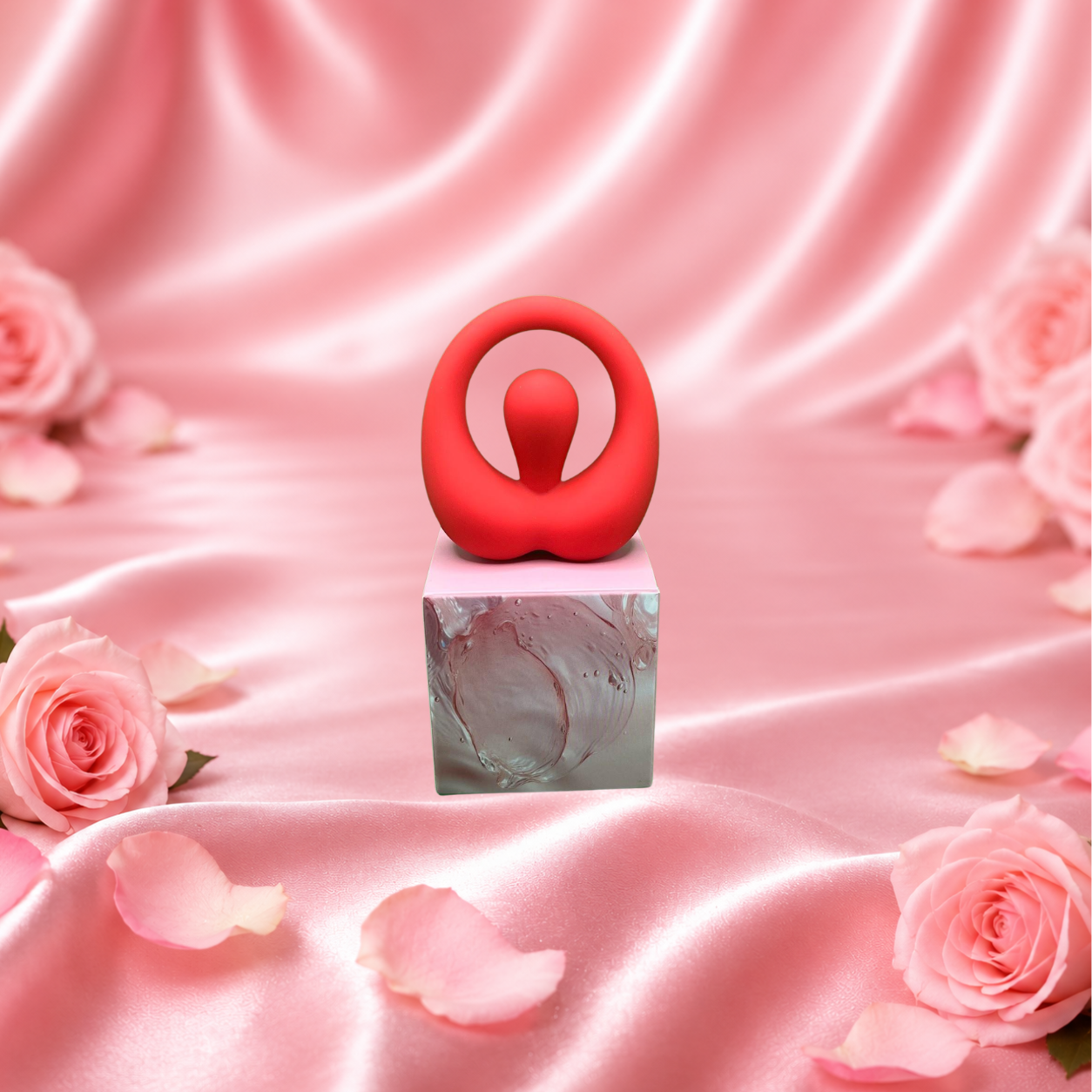 Red Vibrating Cock Ring with Charger