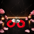 Red fur covered handcuffs with key