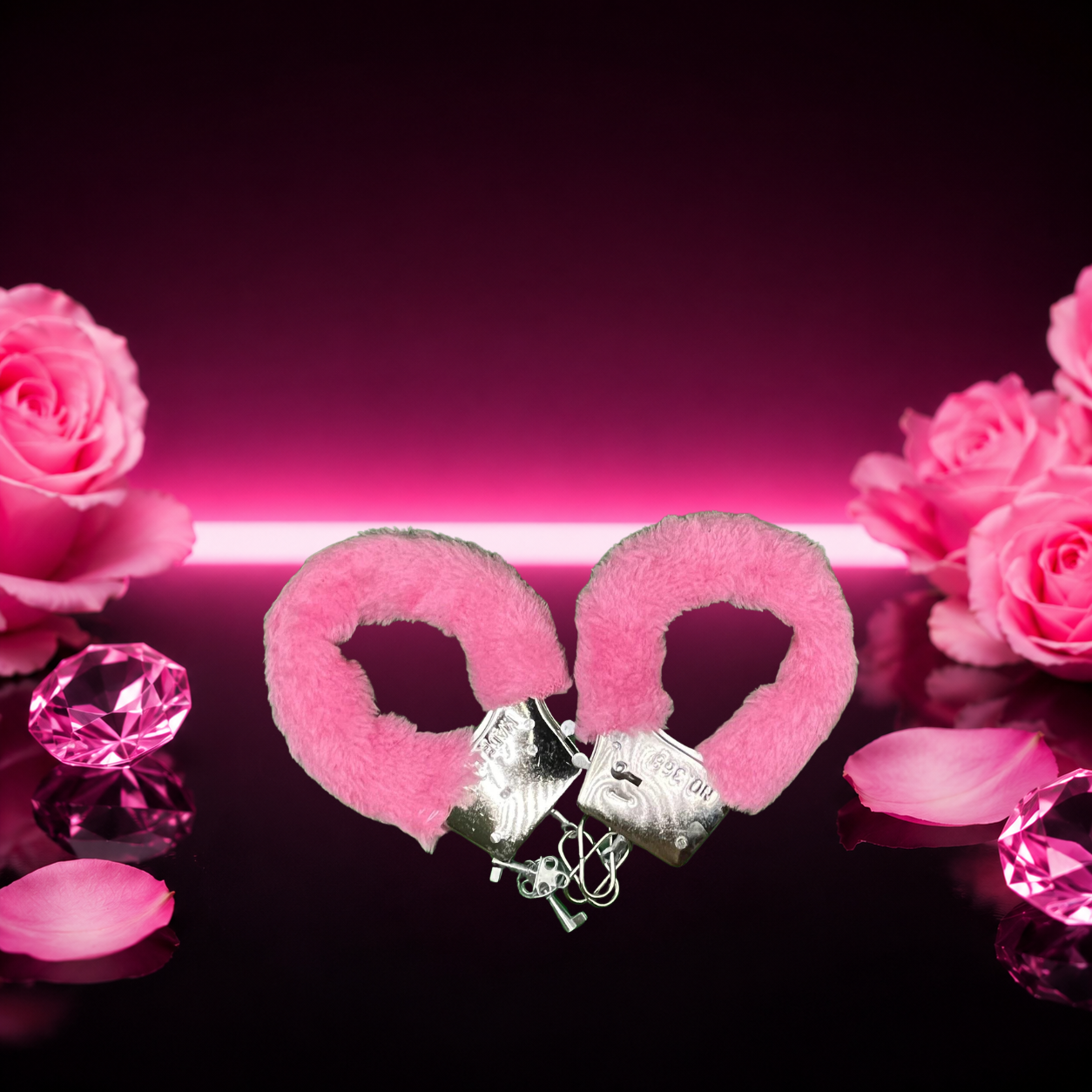 Pink fur covered handcuffs