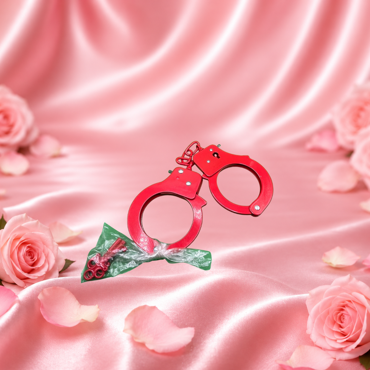Adult Handcuffs (Metal) Red with keys
