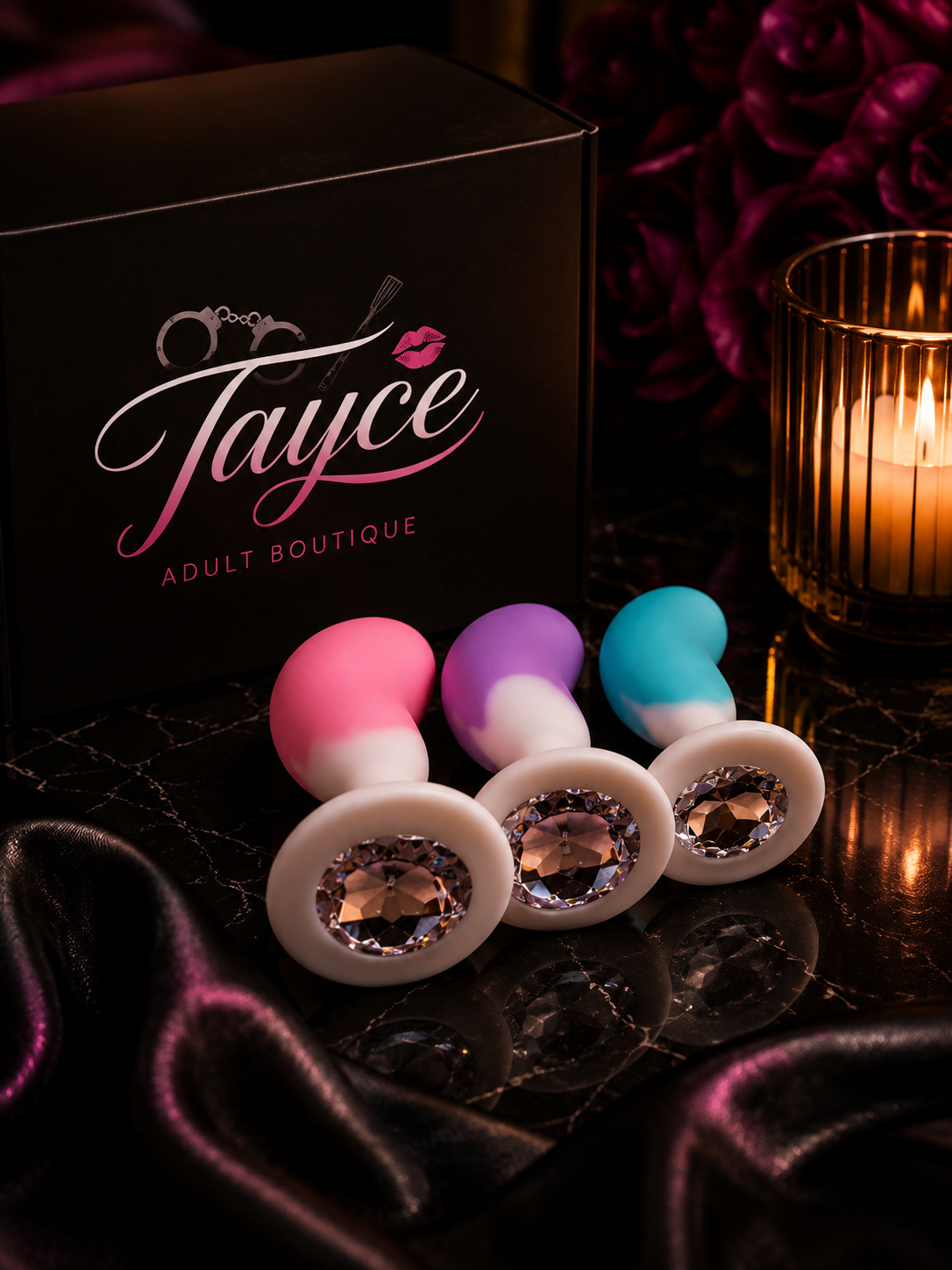 3PCS Silicone Butt Plug Jeweled Set