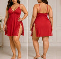 2 Piece Sexy Split Side Lace Nightgown- MEDIUM